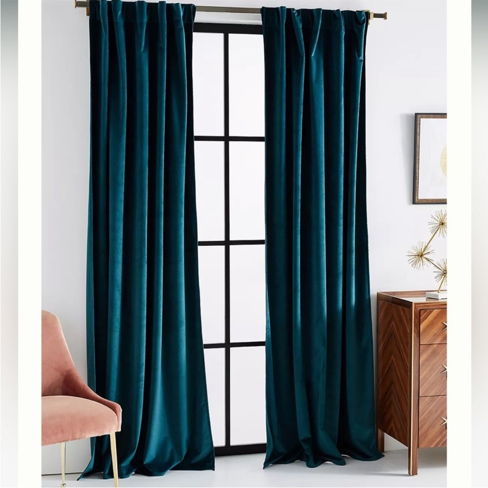 Anthropologie Velvet Louise Curtains - Teal